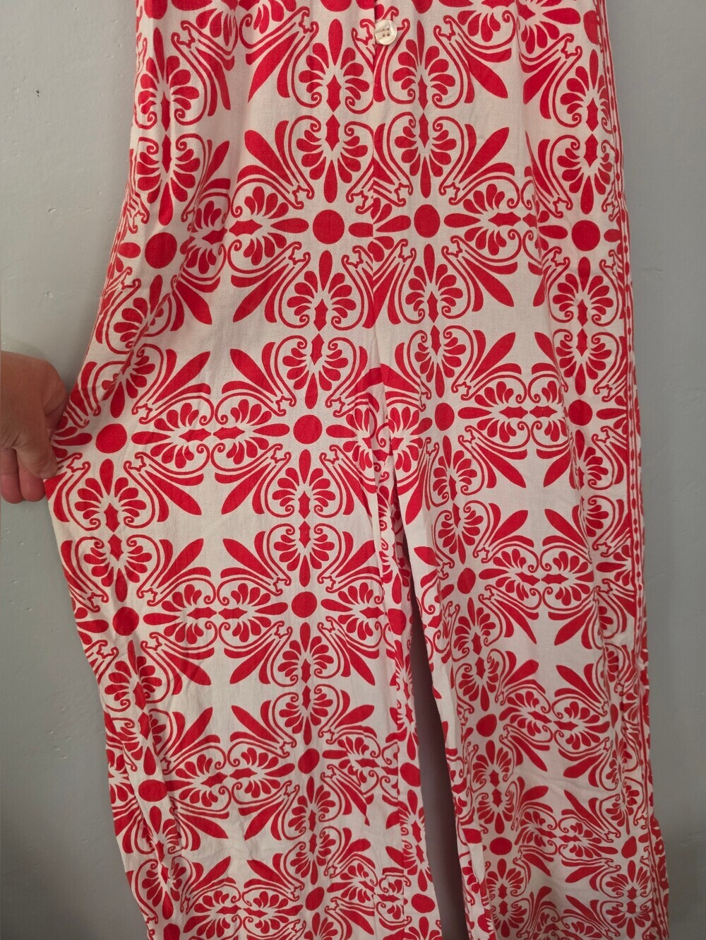 Farm Rio Anthropologie Printed Carmina Button Front Jumpsuit Small - Picture 9 of 12